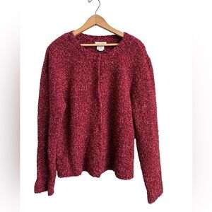 Vintage Talbots Red Bouclé Wool Blend Cardigan Made in Hong Kong Sweater XL